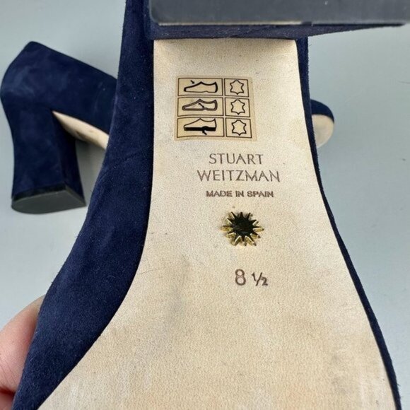 Stuart Weitzman Curveblock 85 Pumps in Nice Blue - Picture 6 of 7